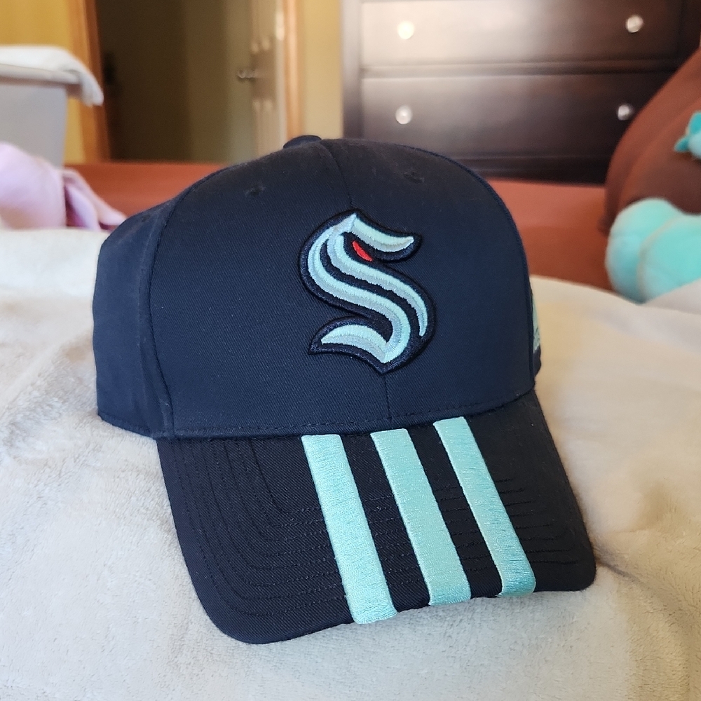 Seattle Kraken Adidas Dark Blue Cap with Light Blue Details